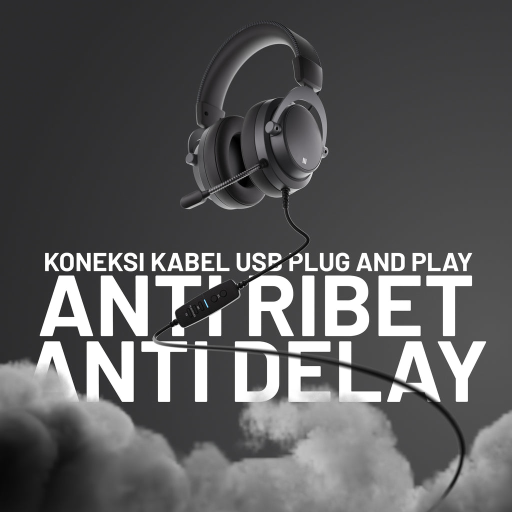 NIMBO THREE - HEADSET GAMING VIRTUAL 7.1 SURROUND SOUND DENGAN DUA MODE SUARA